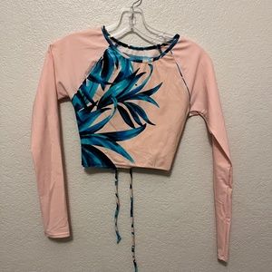 Joy Lab pink long sleeve crop swim top rash guard medium